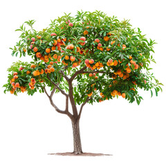 Vibrant peach tree laden with ripe fruits, showcasing lush green foliage and a bountiful harvest.