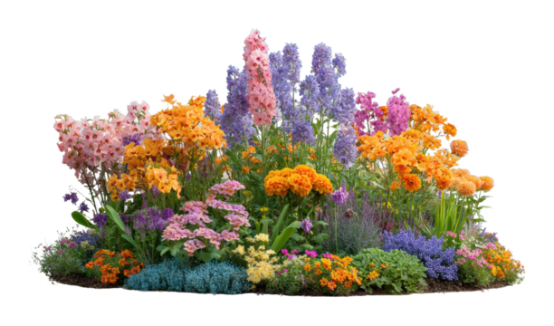 Vibrant flower arrangement garden botanical display outdoor aerial nature's beauty cut out png