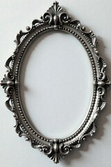 Antique silver oval frame, filigree lace design, subtle shadowing , art, home decor