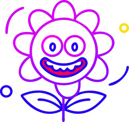 Obraz premium Cheerful Cartoon Flower Purple Blue Red Smile character