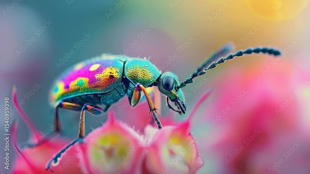 Poster discover colorful insects on vibrant flowers in a close encounter with nature in a beautiful garden 