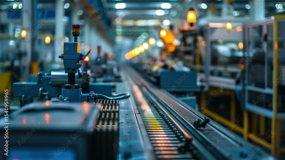 Poster Overview of a modern manufacturing facility showcasing advanced machinery and production lines in action during operational hours