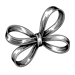 Vintage sketch of a decorative bow in black and white  