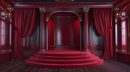 theater-inspired design of bold red aesthetic stage