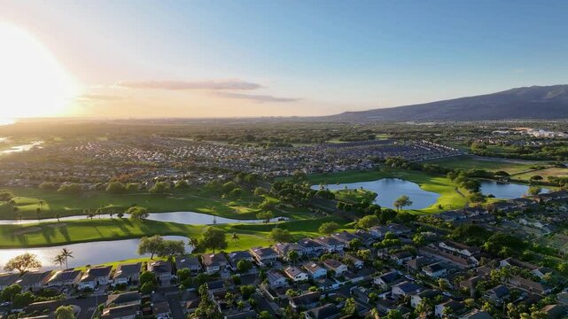 Golden Hour over Hoakalei Golf Course in Ewa Beach
