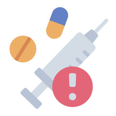 syringe flat icon for overdose drug danger