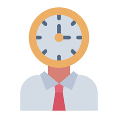clock head flat icon for overwork addiction behavior