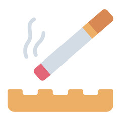 smoking cigarette flat icon for nicotine addiction