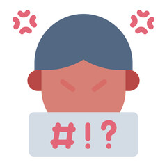 censorship flat icon for aggressive language addiction