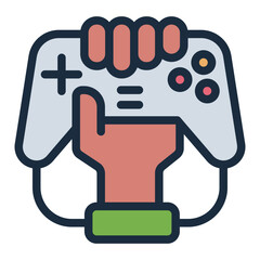 game controller filled line icon for gaming addiction