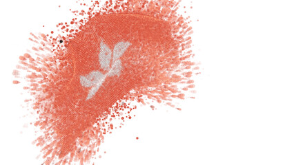 vector 3d flag with a splash of paint dots, explosion of colored dots