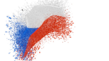 vector 3d flag with a splash of paint dots, explosion of colored dots
