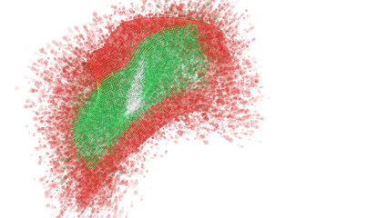 vector 3d flag with a splash of paint dots, explosion of colored dots