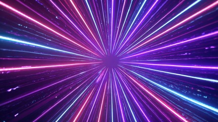 High-Quality Stock image of high-speed neon light tunnel with dynamic patterns.
