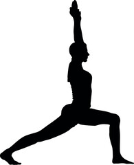 Fototapeta premium Vector silhouette of people doing yoga.