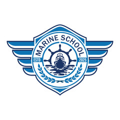 marine education school vector logo.