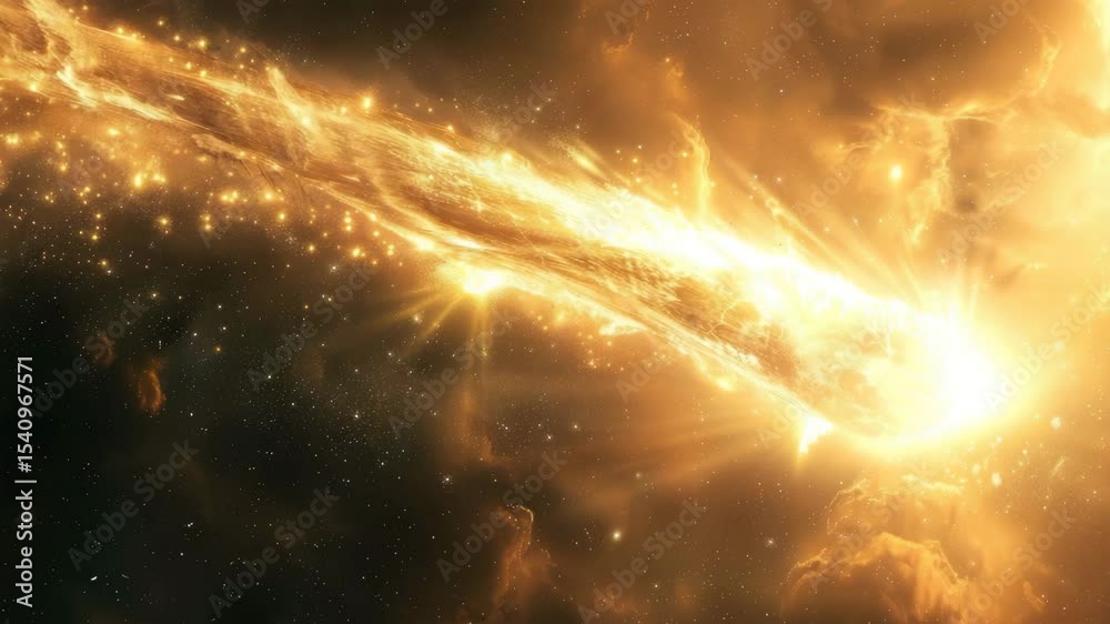 Poster cosmic journey through a blazing comet soaring across a starry night sky filled with vibrant colors 
