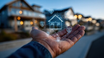 Protected Home: Digital Security and Real Estate Concept