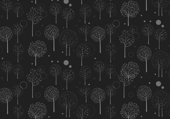 Abstract pattern of trees in a black background design  