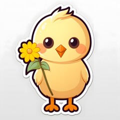Obraz premium Sticker Template Featuring Cartoon Character of a Cute Chick for Creative Projects