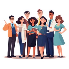 Professional Portrait of Happy School Staff Teachers Group, Educational Team Photo