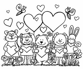 Cute Valentine&rsquo;s Day Animal Coloring Pages &ndash; Love and Hearts for Kids

