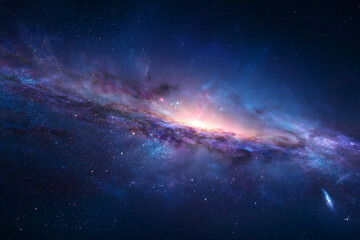 Fototapeta premium Majestic Purple Cosmic Nebula with Meteor Shower Effect Purple Cosmic Cloud Band Across Stardust Galaxy