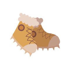 Furry winter boots with spikes. Vector