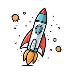 Rocket Space Icon on White Background Vector Illustration for Creative Projects