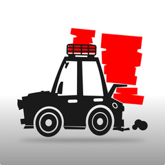 vector illustration of a cartoon full loaded car background © Hary