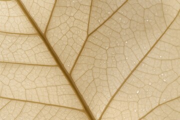 Fototapeta premium Delicate botanical macro photography showcasing natural leaf textures in neutral earth tones