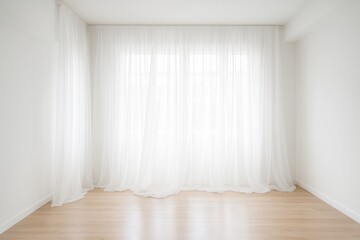Fototapeta premium Elegant maternity and wedding photography backdrop with flowing white curtains and soft lighting