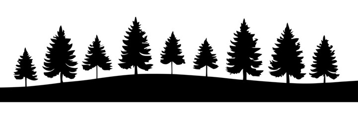Fototapeta premium Misty pine forest outline atmospheric vector for meditation apps mindfulness content and foggy morning visuals
