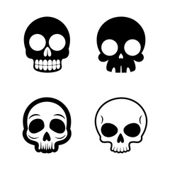 Cartoon skull squad playful bone characters Halloween vector art for kids costumes party invitations and candy packaging