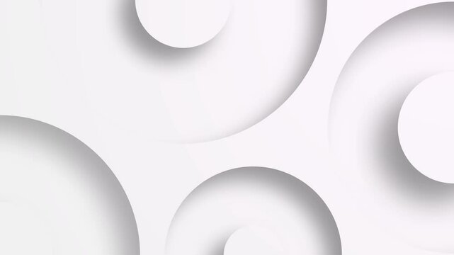 Animaci&oacute;n minimalista de c&iacute;rculos trazados con relieve en fondo blanco