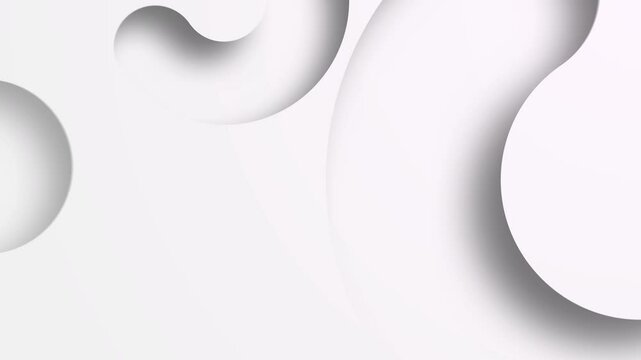Animaci&oacute;n minimalista de c&iacute;rculos trazados con relieve en fondo blanco