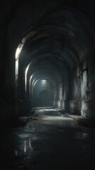 Fototapeta premium High-Quality Stock image of abandoned tunnel corridor melancholic dark background. Generative AI technology.
