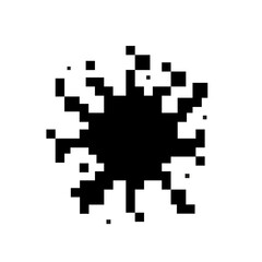 Pixelated black ink splatter in abstract form glitch style