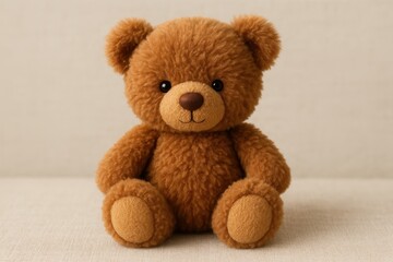 Obraz premium Classic brown teddy bear soft toy with fluffy fur texture showcasing childhood comfort and nostalgia