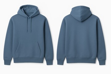 Front and back mockup view of royal blue hoodie sweatshirt for fashion apparel design presentation