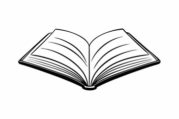 Black Line Art Open Book Illustration Three book pages