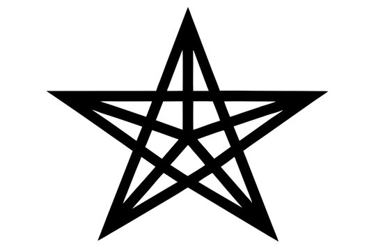 Black Monochrome Five Pointed Star Graphic Filled Geometric Design