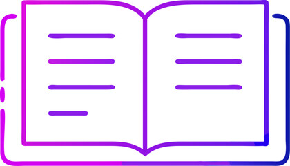 Obraz premium Purple and Blue Gradient Outline Open Book Empty Pages