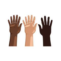 Fototapeta premium Diverse Human Hands Raised Up Isolated Vector Icon Illustration for Inclusion Concepts
