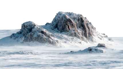 Majestic snow-covered rock formation arctic landscape nature frosty environment wide angle cut out png