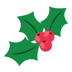 Holly branch with berries. Vector