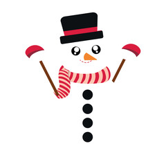 Happy snowman character icon. Vector