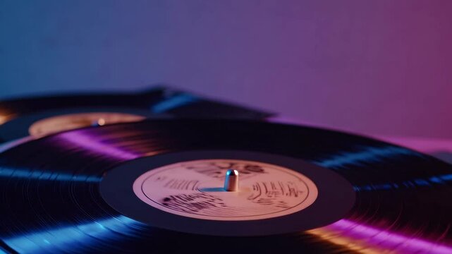 Vinyl records music background, texture, 80's, vintage, retro, acoustic, eighties, disco, gradient