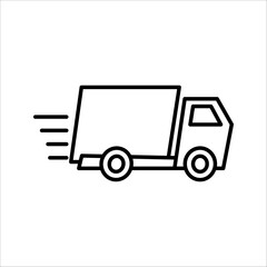 Fast shipping delivery truck flat Icon. Symbol isolated on white background. vector illustration.