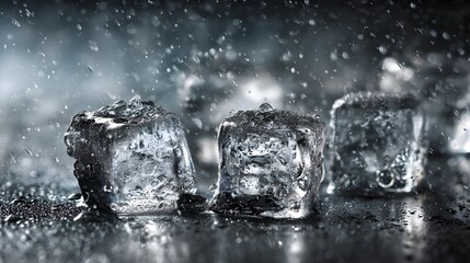High Resolution Macro Photo of Crystal Clear Ice Cubes with Realistic Texture and Lighting – Perfect for Beverage Advertising and Cool-Themed Designs.